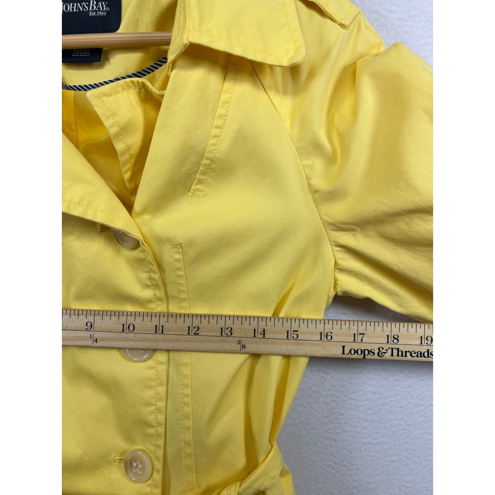 St. John’s Bay Classic Preppy Womens Medium Yellow Double Breasted Trench Coat