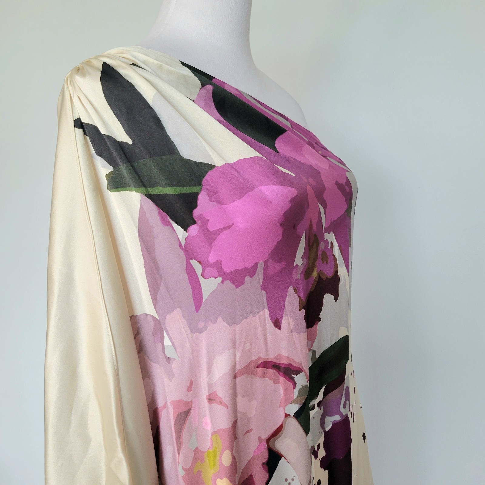 NWT $1,600 SILVIA TCHERASSI Silk Chiara Floral Draped Dress Fushia Garden Medium