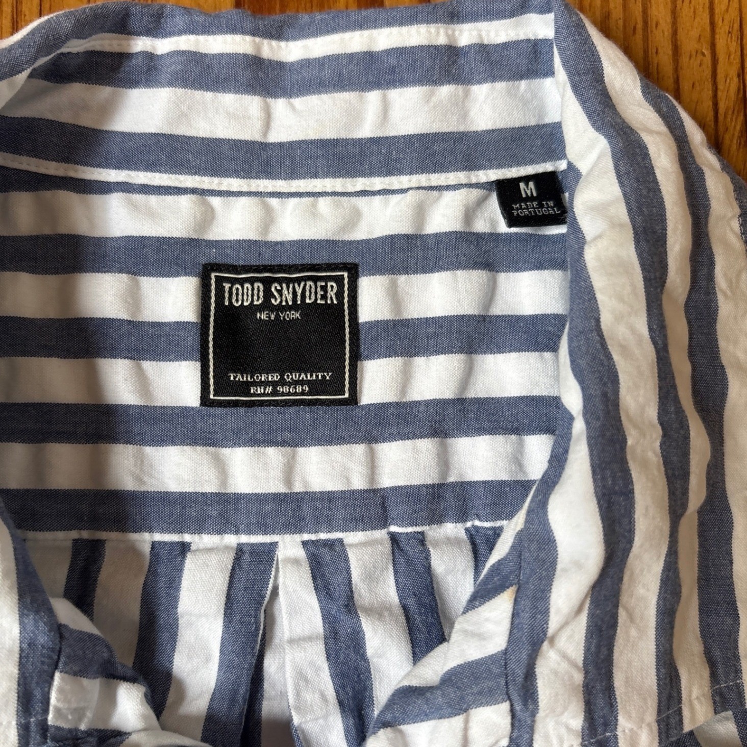 Todd Snyder Button Down Mens Blue White Striped Camp Utility Shirt SIZE M