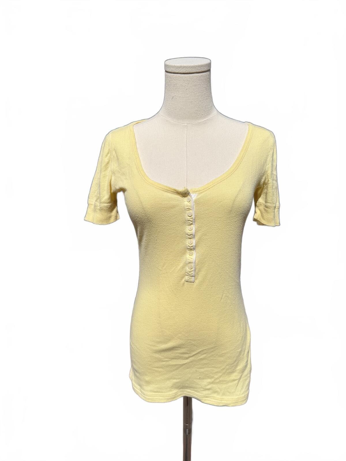 Y2K Abercrombie & Fitch Yellow Short Sleeve Henley Tee Size L