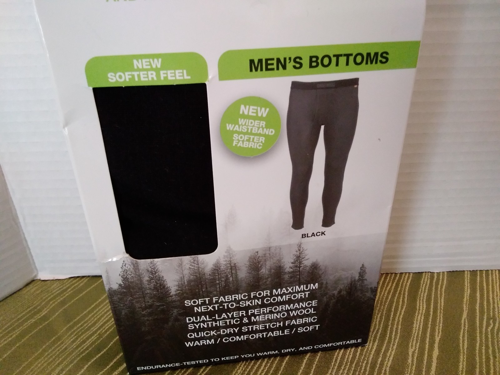 Omni Wool Mens XL Wool Blend Base Layer Thermal Botton Pants Black