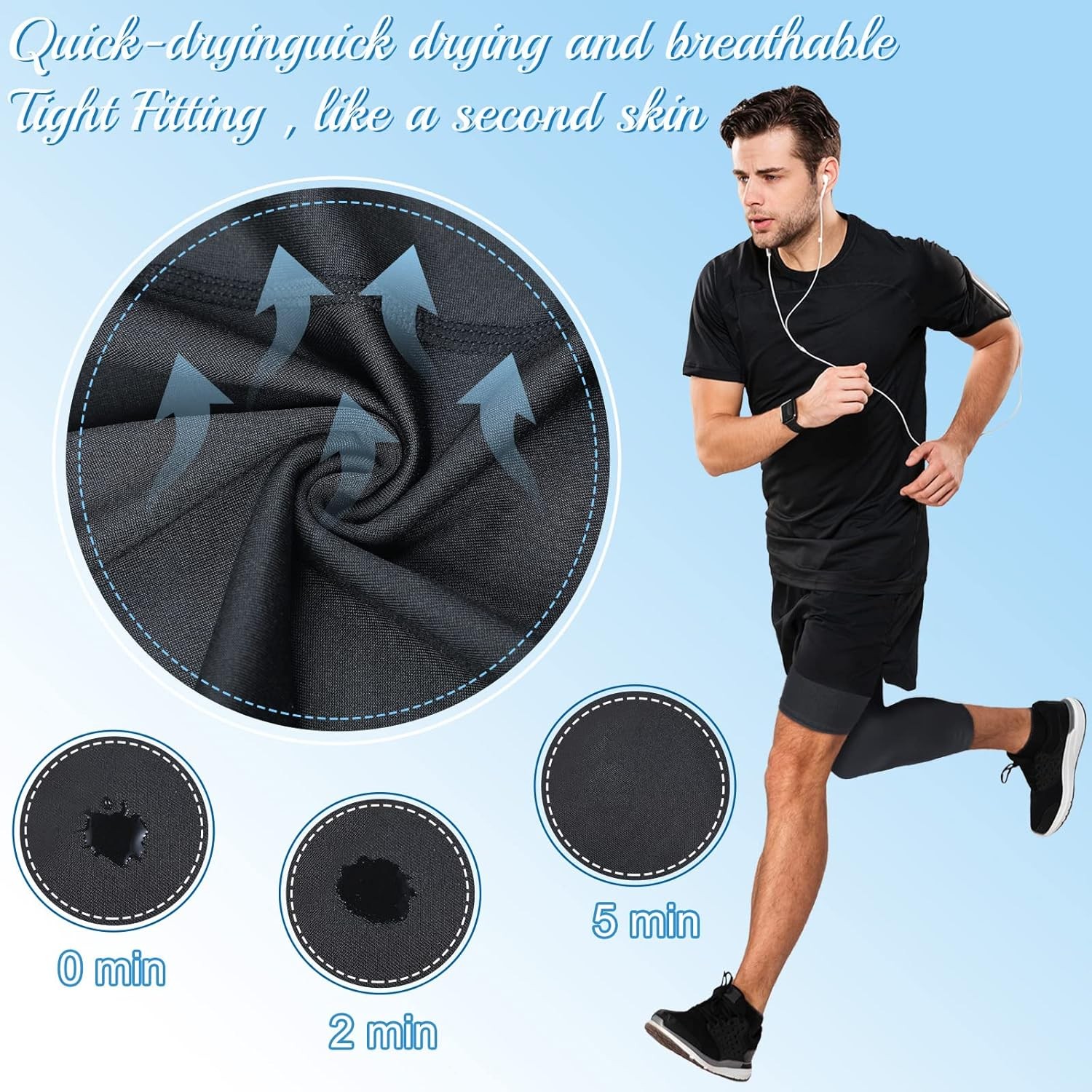 Hercicy 2 Packs 3/4 One Leg Compression Tights for Men Small, Pocket R Style