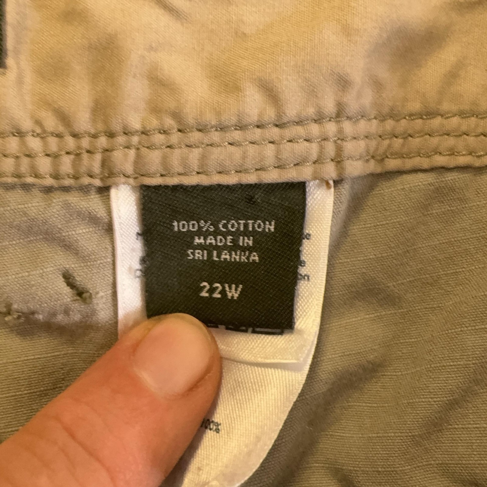 Eddie Bauer Capri Pants Womens 22W Beige Cotton Drawstring Cargo Pocket Relaxed