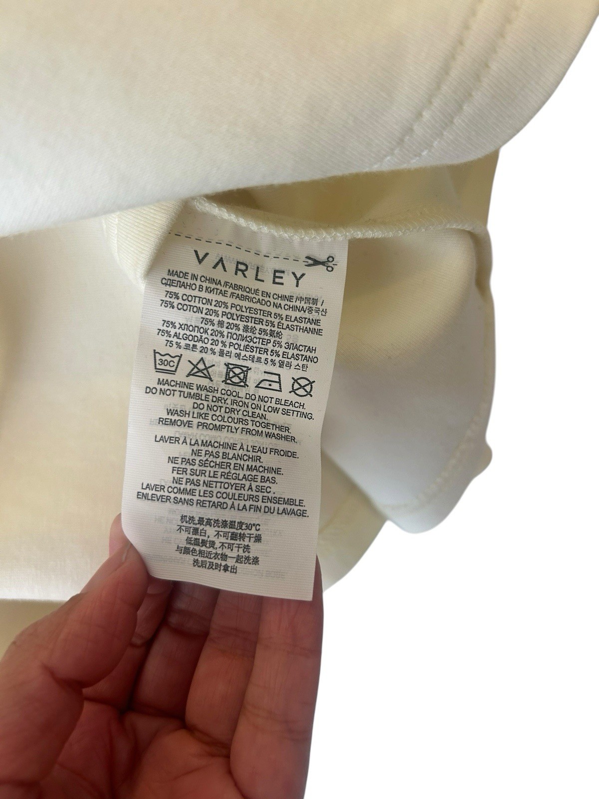 Varley Freya Sweat Funnel Neck Sweatshirt Ivory Marl Drawcord Waist Size L NWT
