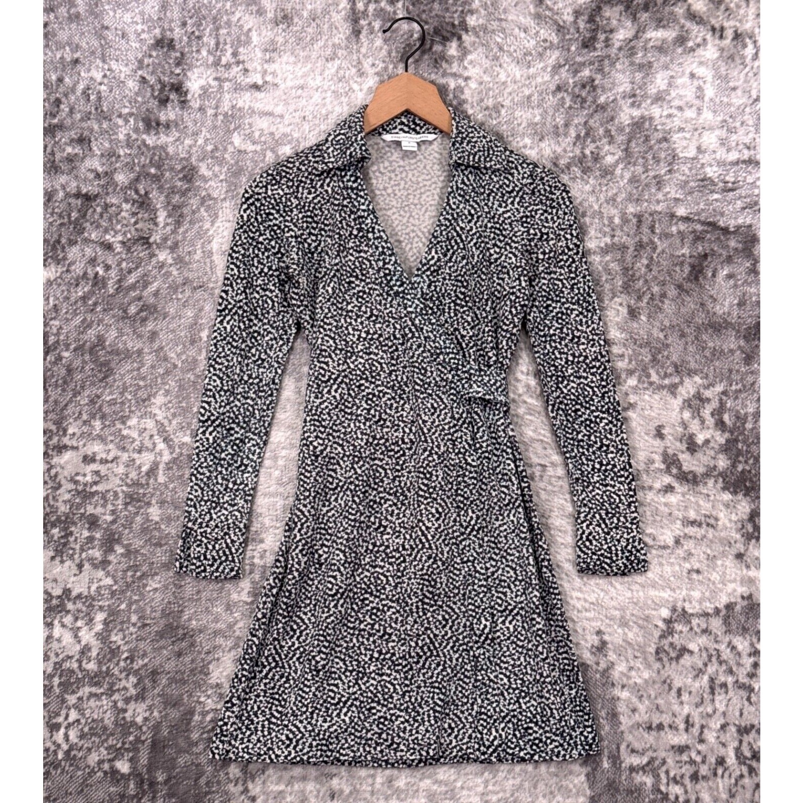 Diane Von Furstenberg Dress 0 Womens Jersey Silk Collar Wrap