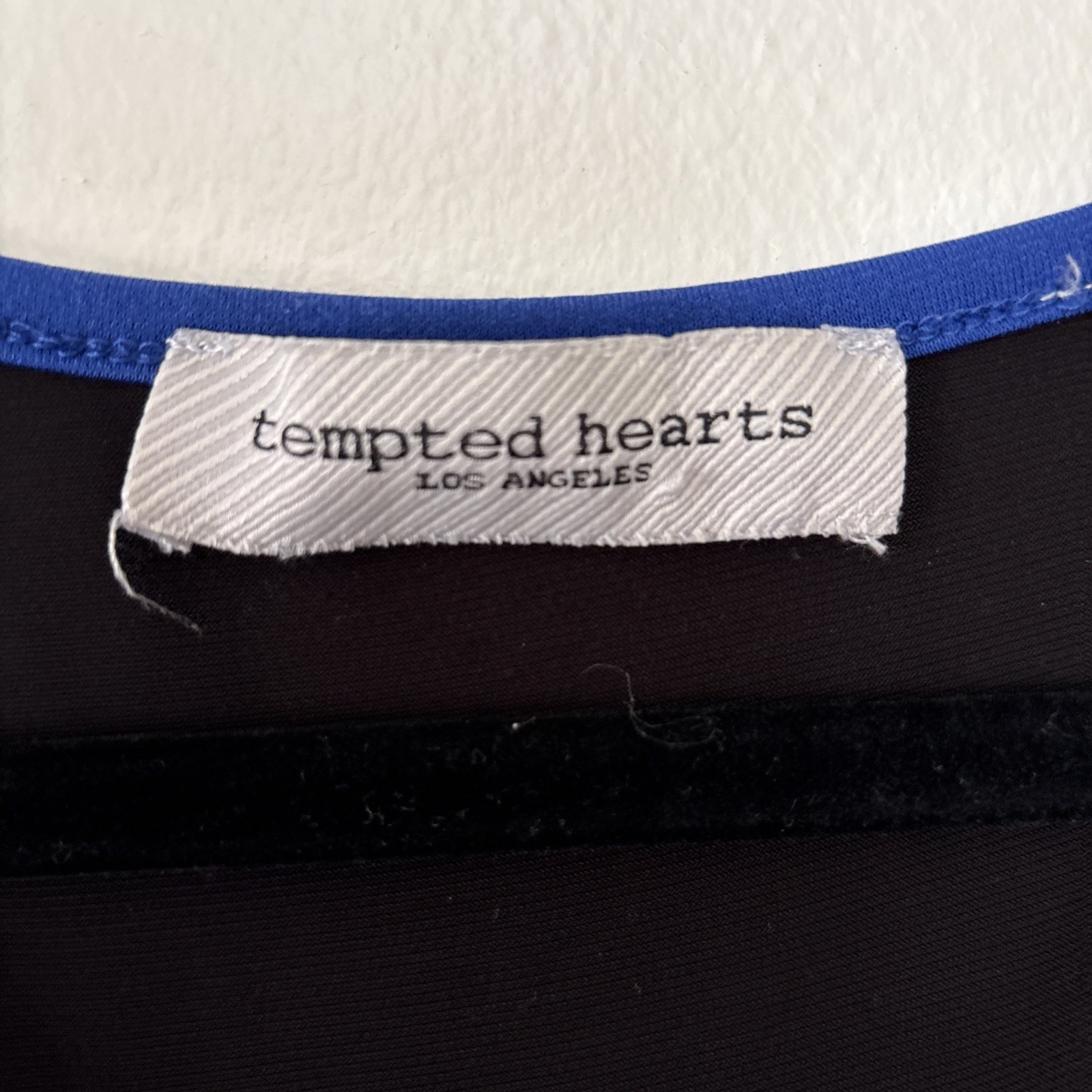 Tempted Hearts Black Royal Blue Lace Large Top Roll Tab Sleeve Stretch Womens
