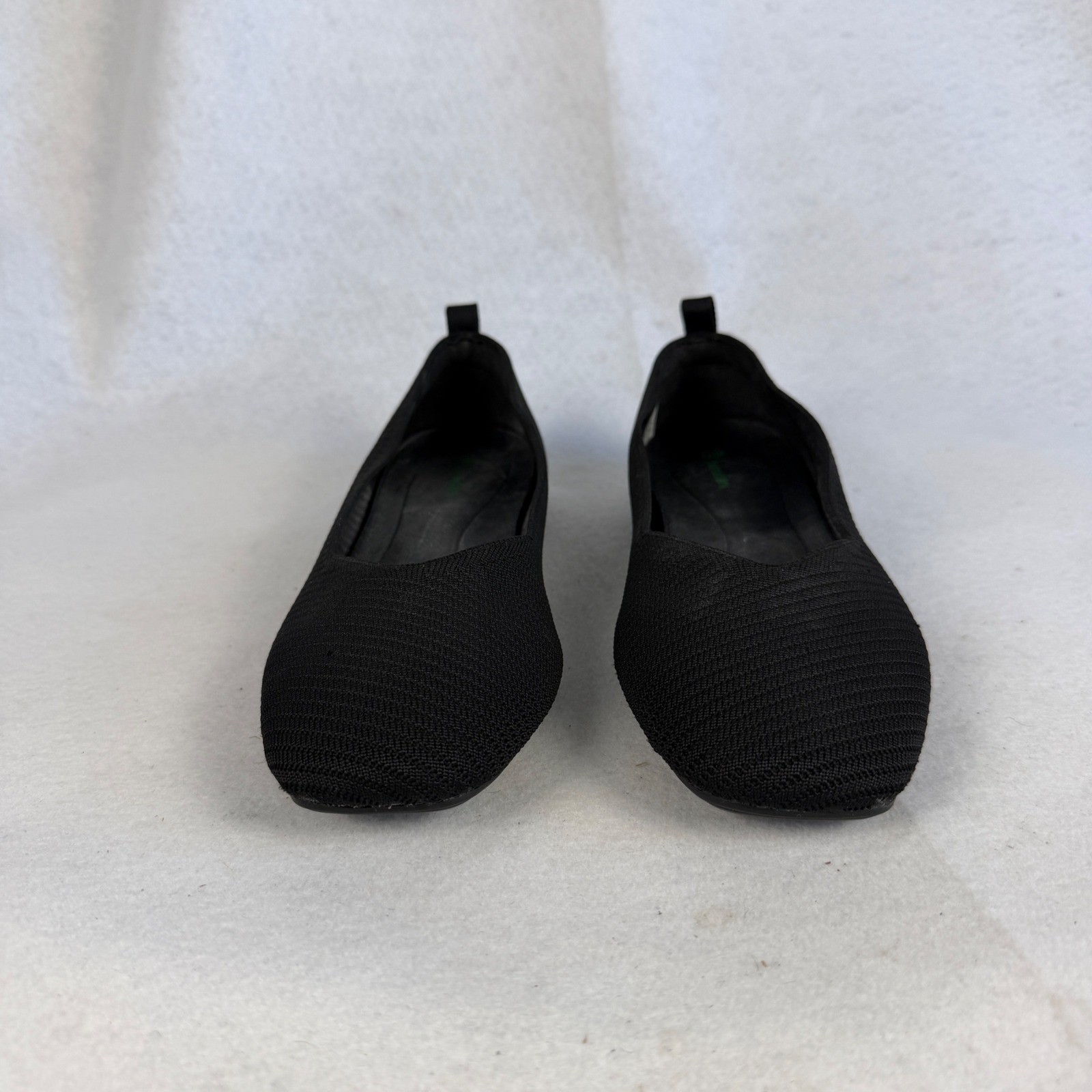 Burudani Black Knit Square Toe Ballet Flats Womens US 10 UK 8 Casual Office