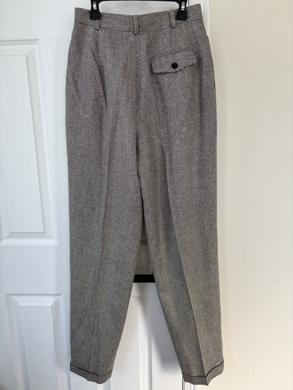 Holt Renfrew Vintage Silk Wool Trousers Cuffed Gray Canada Size 6 Reg Lined