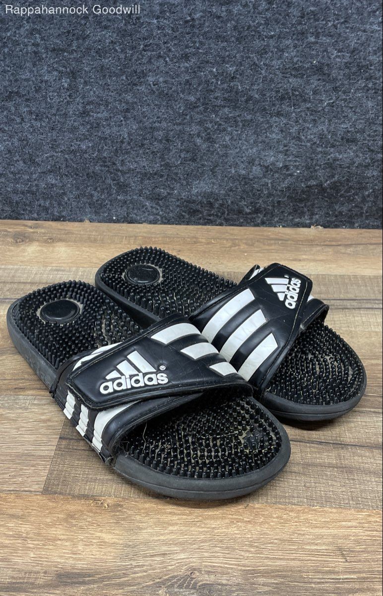 Adidas Adissage Black White Massage Slides Men’s Size 10