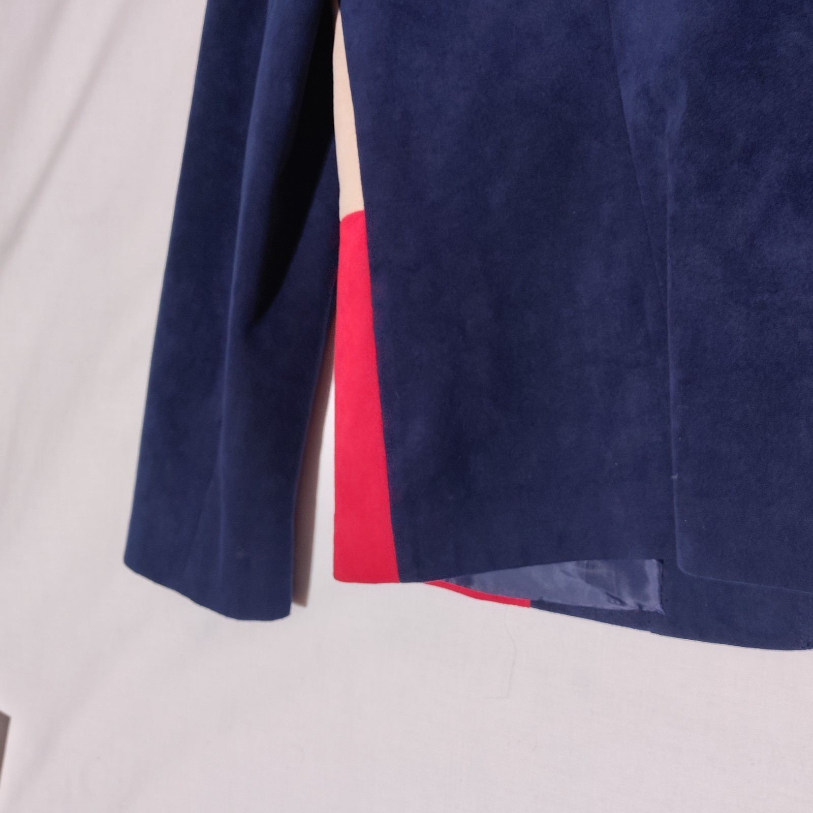 Lilli Ann Purple Red Cream Colorblock faux ultrasuede lined JACKET