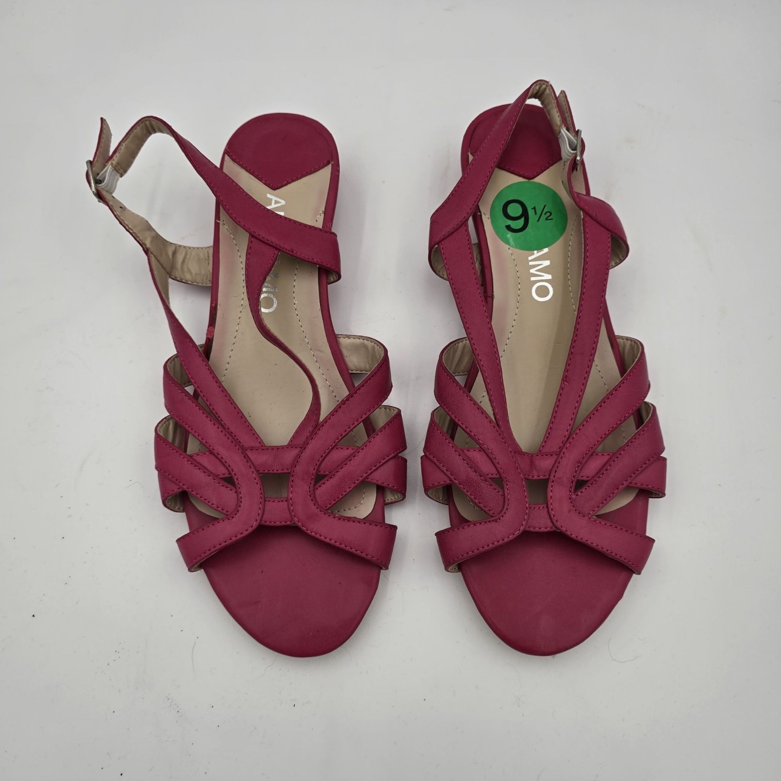 Andiamo Womens Strappy Wedge Sandals Size 9.5W Red All Man-Made Materials