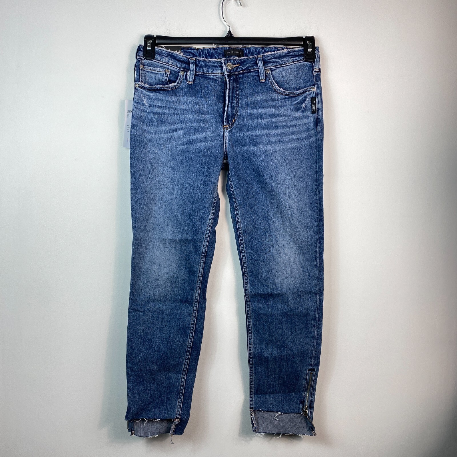 Silver Jeans Co Womens 27X27 Indigo Aiko Zip Mid Rise Ankle Slim Jeans NWT AS14