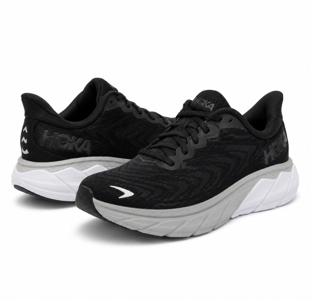 HOKA Arahi 6 Women’s 8.5 D Wide Black White Running Shoes 1123197 BWHT New