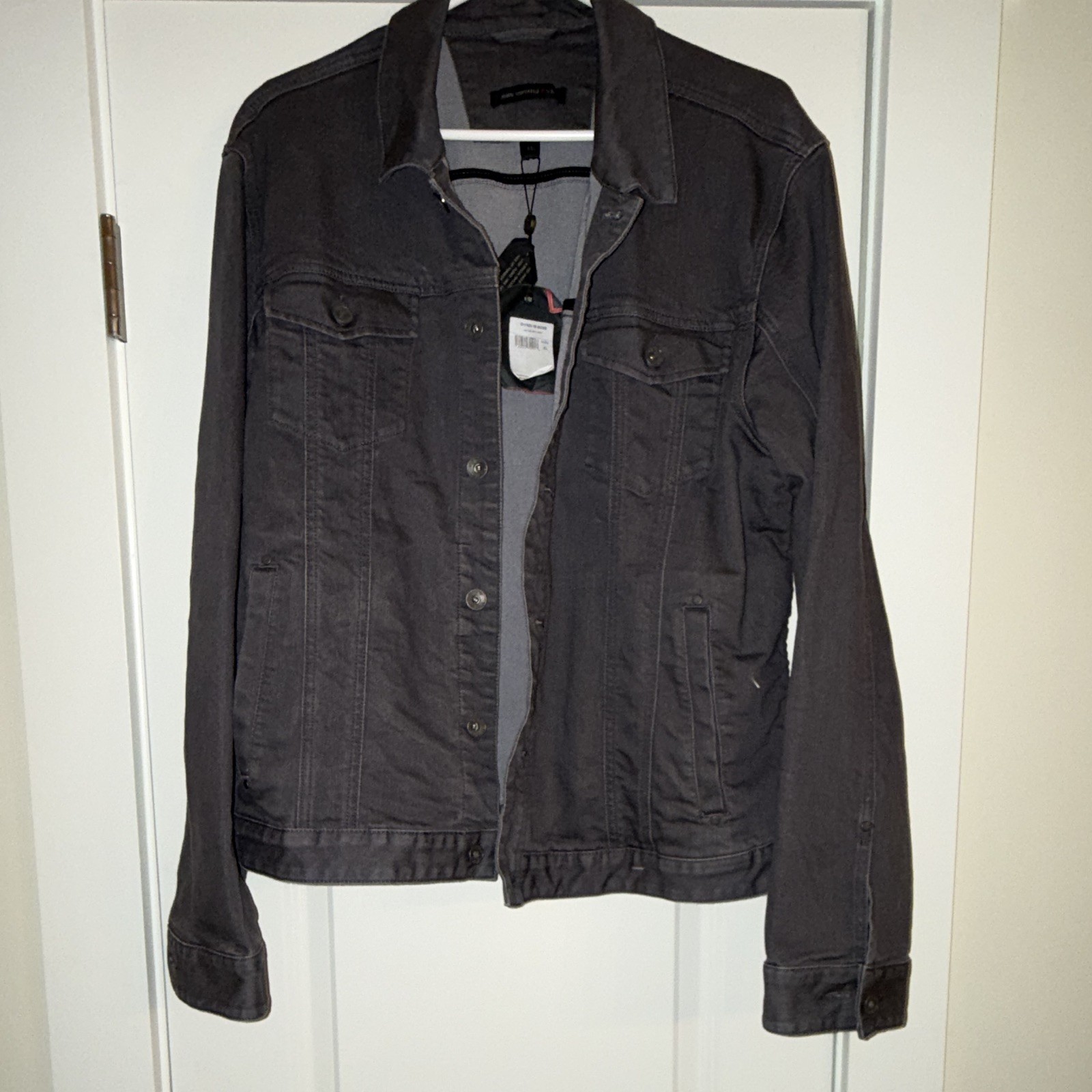 John Varvatos U.S.A. Men’s Gray Denim Jacket XL Slim Fit Button Front Pockets