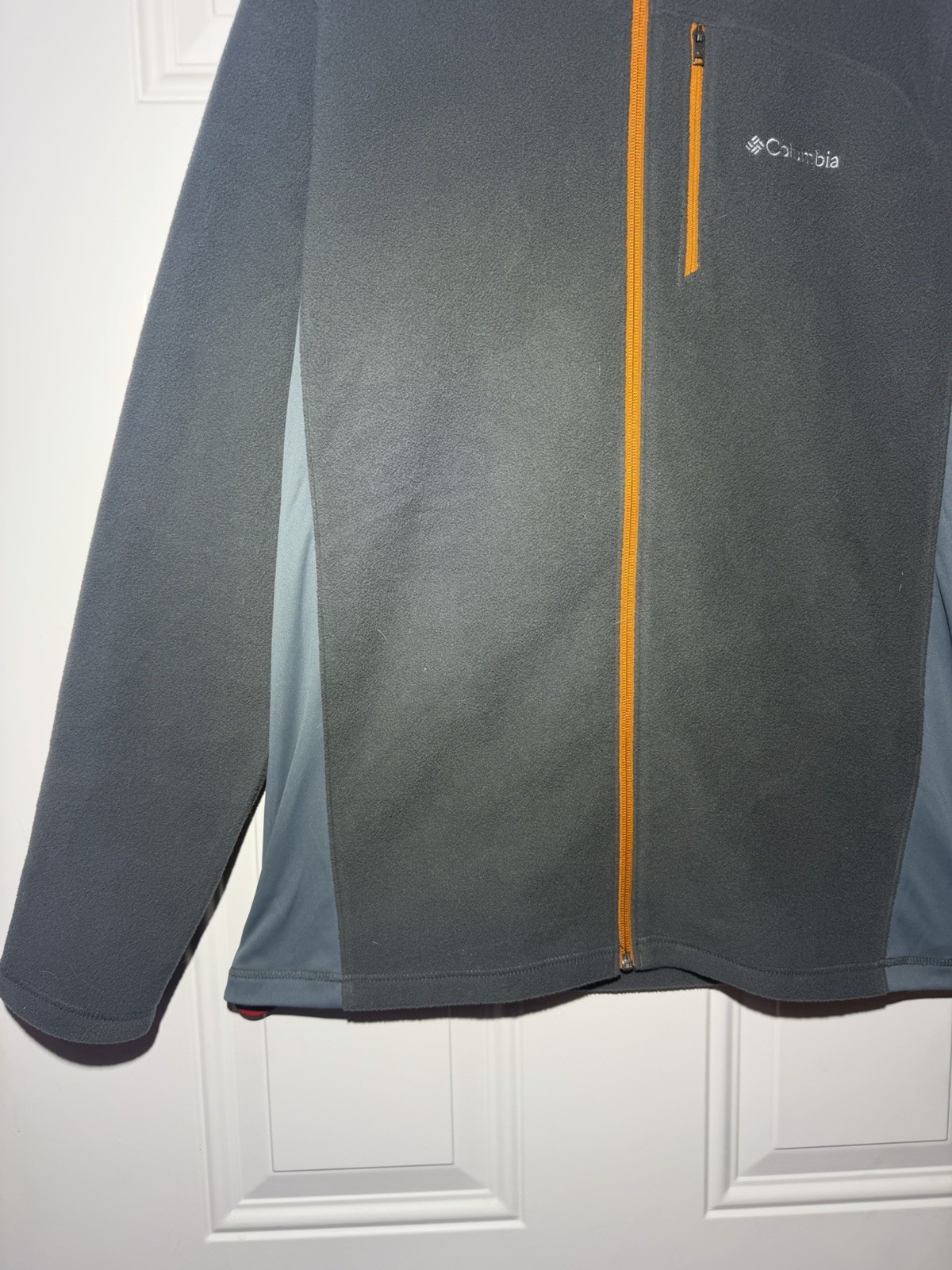 Columbia Fast Trek II Fleece Jacket Mens Medium Gray Orange Full Zip AM1488
