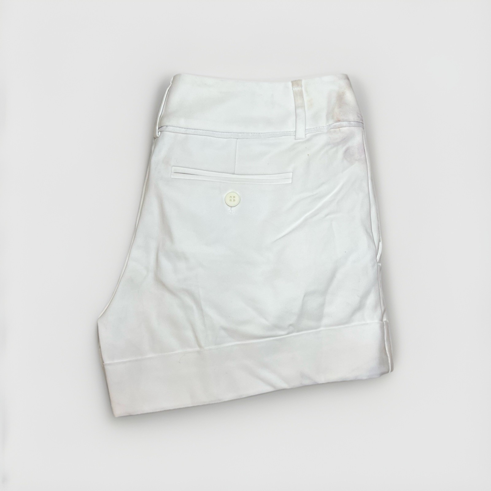 New York & Co. Womens White Cotton Chino Shorts Size 0 Stretch Mid Rise Casual