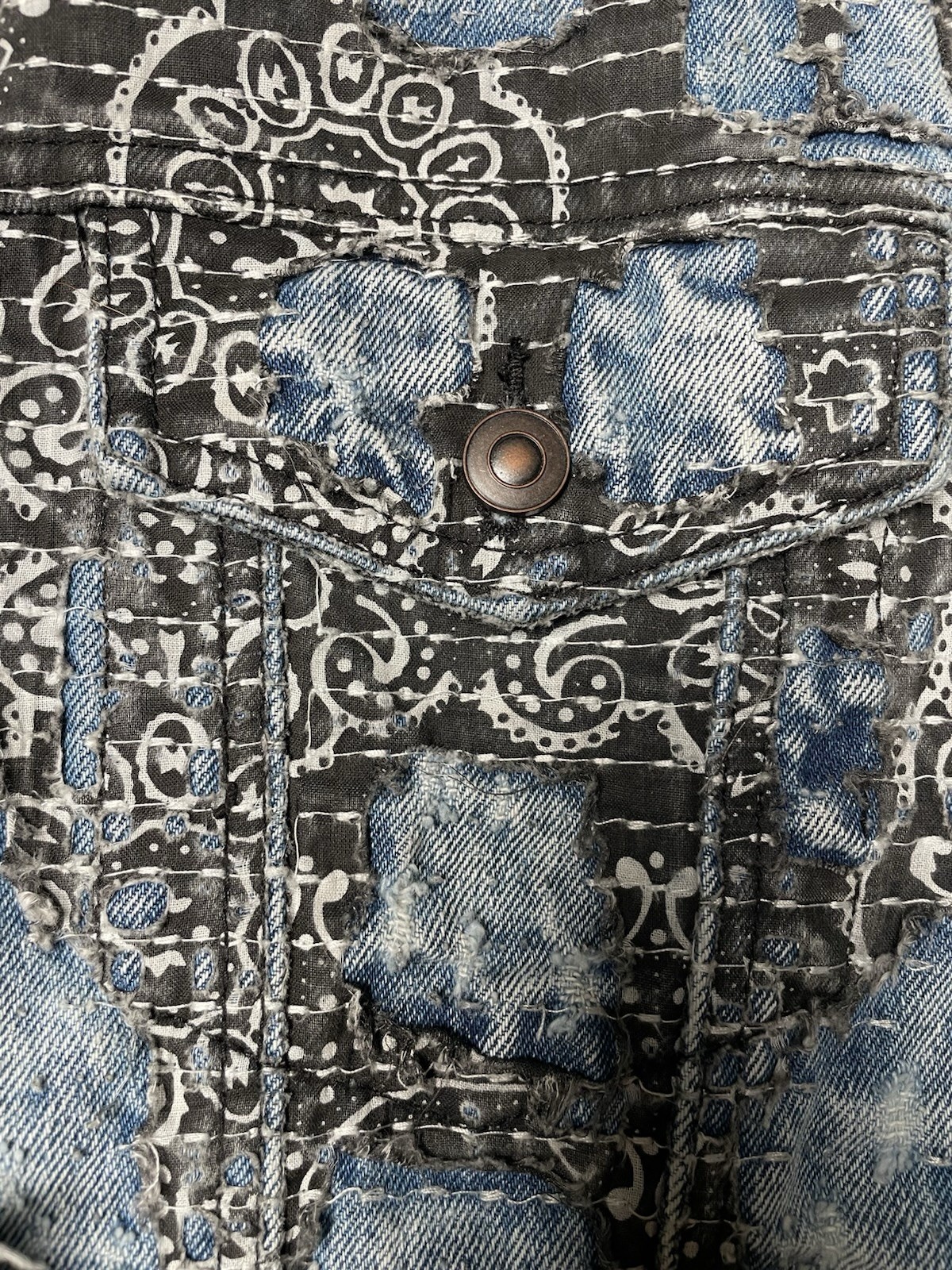 MNML Boro Paisley Denim Jacket Size L Excellent Condition
