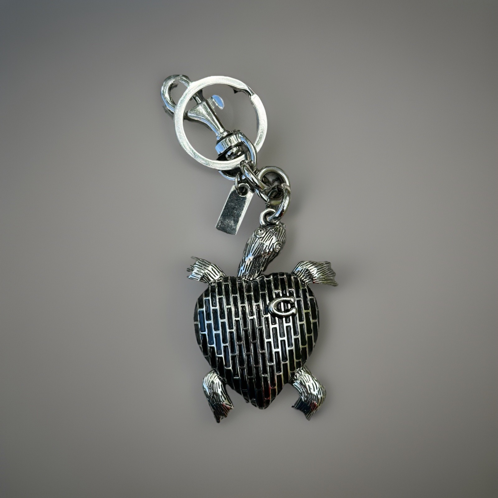 Graphite Black Turtle Bag Charm Keychain | Premium Velvet Dust Bag Included