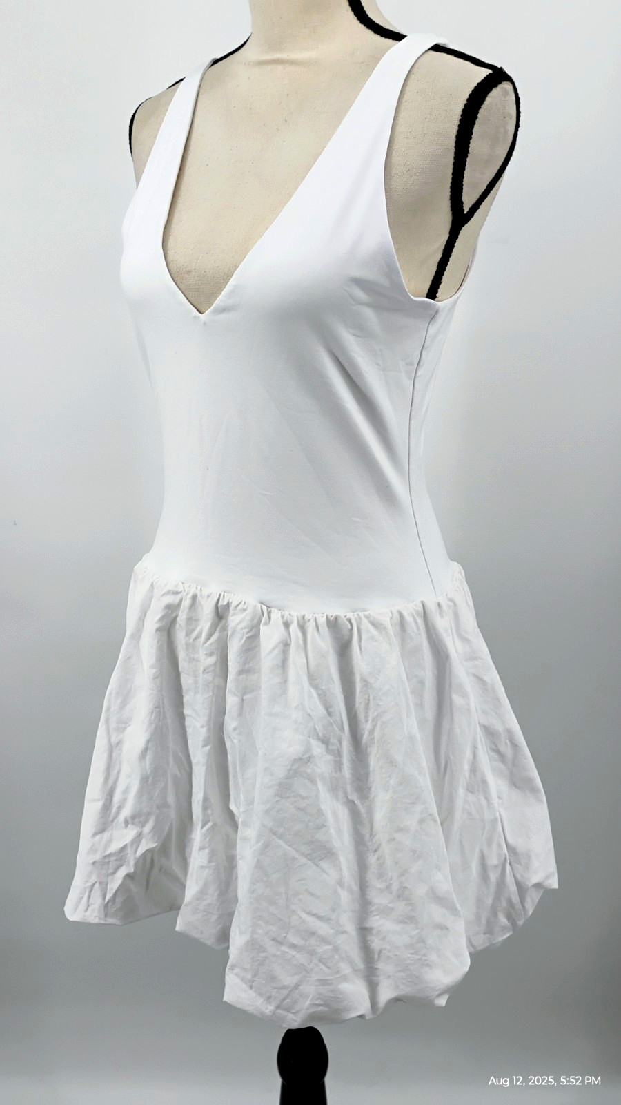 NEW Aritzia Babaton Optimist Contour Cotton Poplin Fit Flare Micro Dress White L