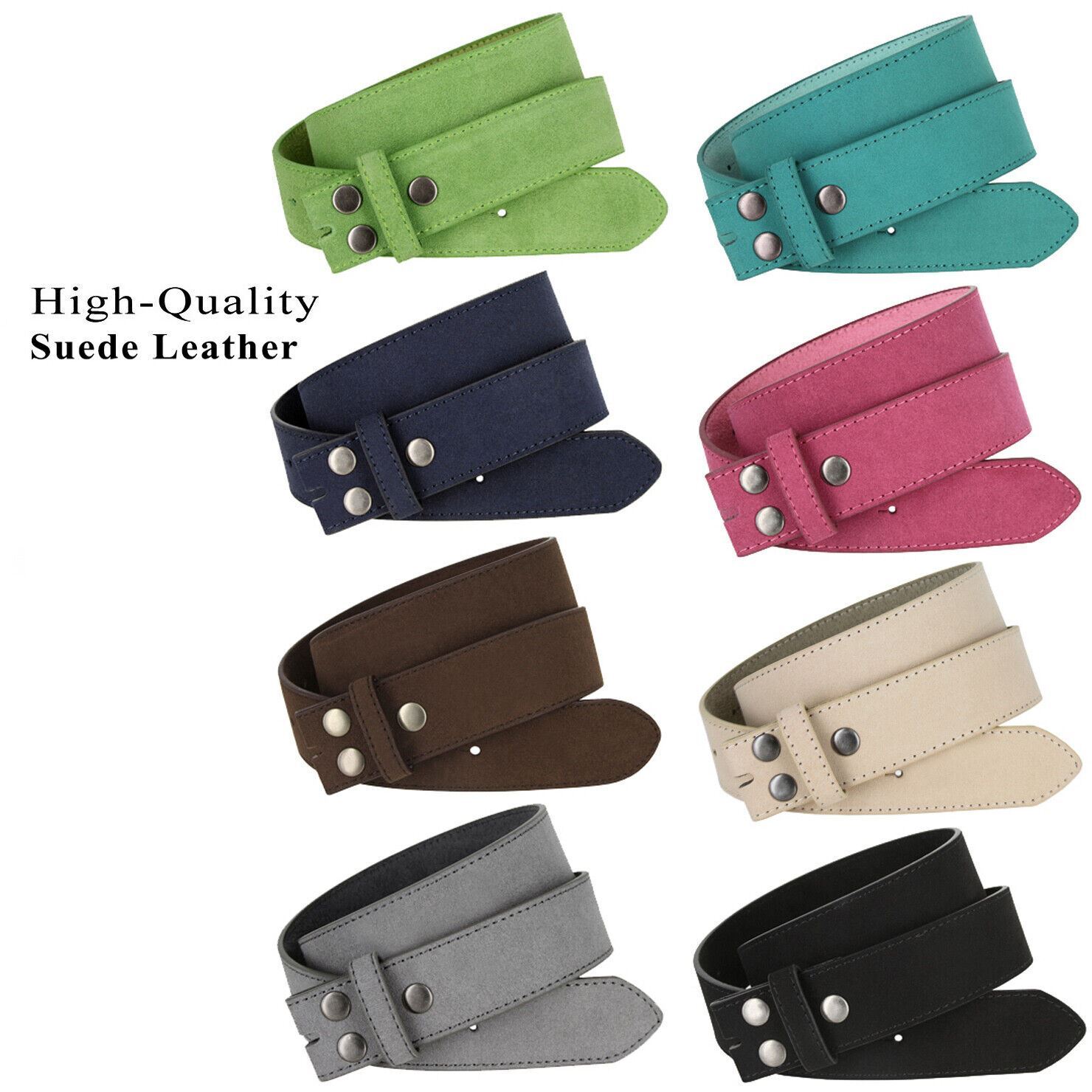 Belts for Men & Women Unisex Suede Leather Belt Strap 1 1/2″ Wide Multi-Color