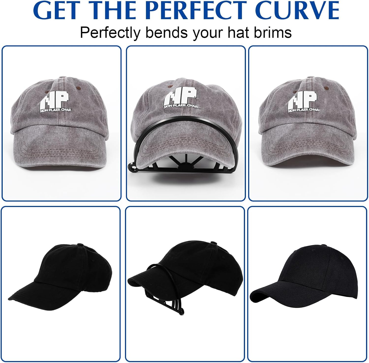 4 Pcs White+Black Hat Bill Bender – Baseball Cap Brim Curver Shaper – Fast Ship!