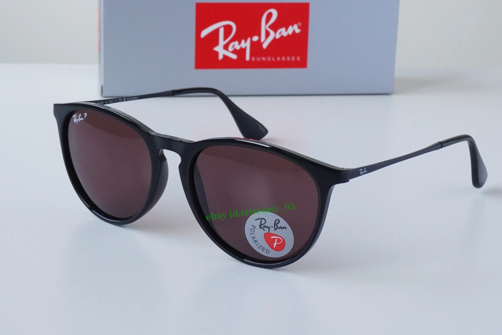 Ray-Ban Erika RB4171 601/5Q Polarized Sunglasses Lens Purple / Black Frames 54MM