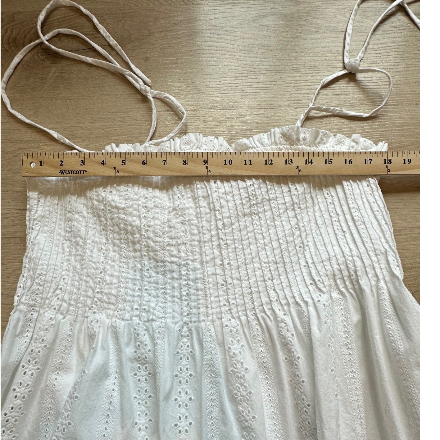 Free Assembly Eyelet Smocked Top Womens Cottagecore Boho Large White Cotton