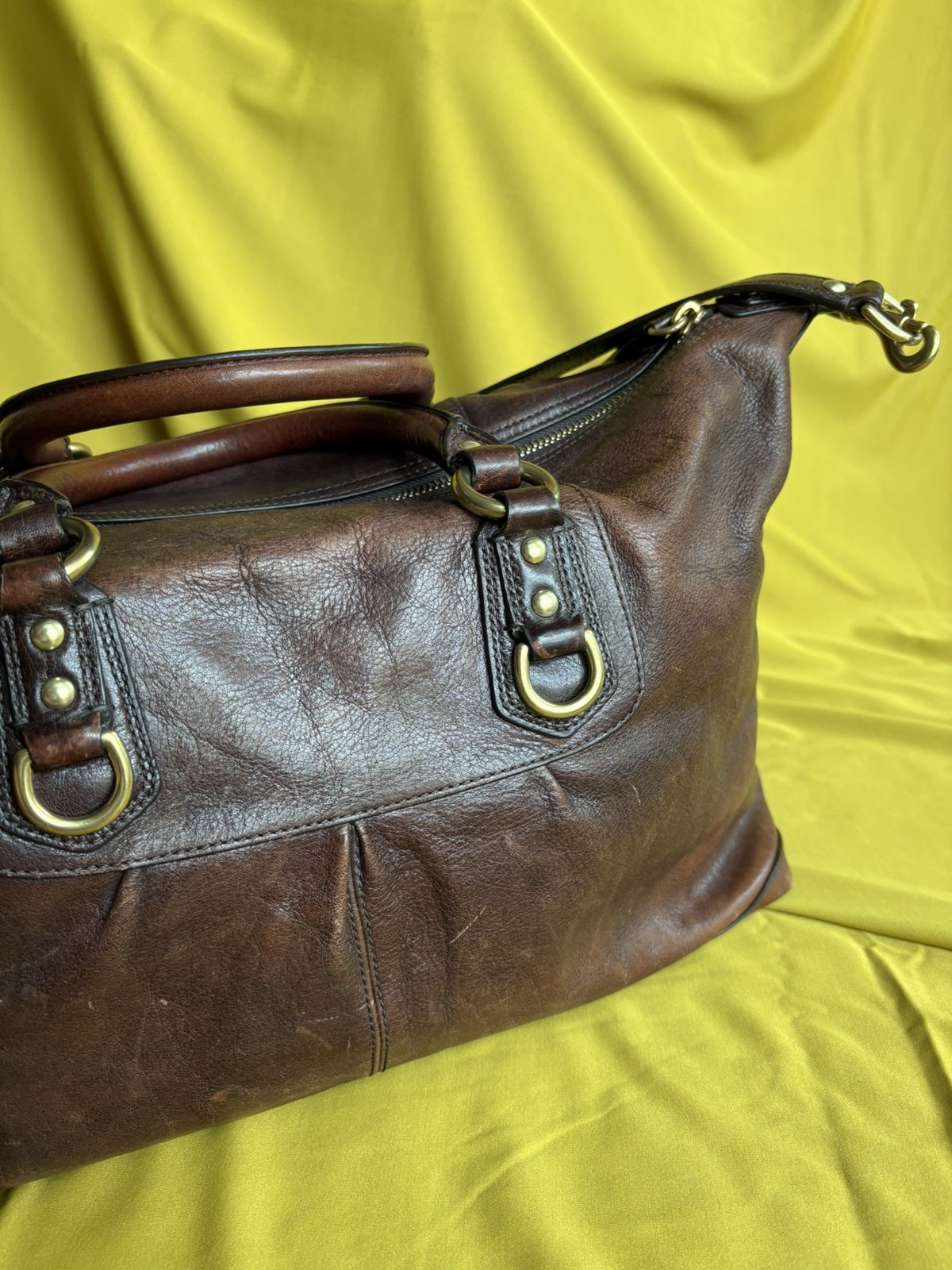 COACH Madison Sabrina Slouchy Leather Handbag Y2K Purse Dark Brown