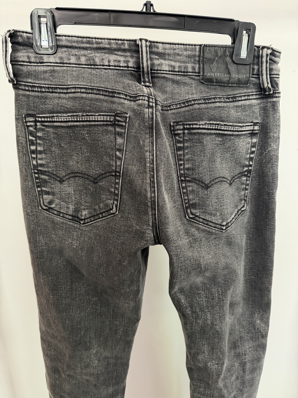 American Eagle Flex Men’s Distressed Skinny Jeans Black/Charcoal, Size 28×32