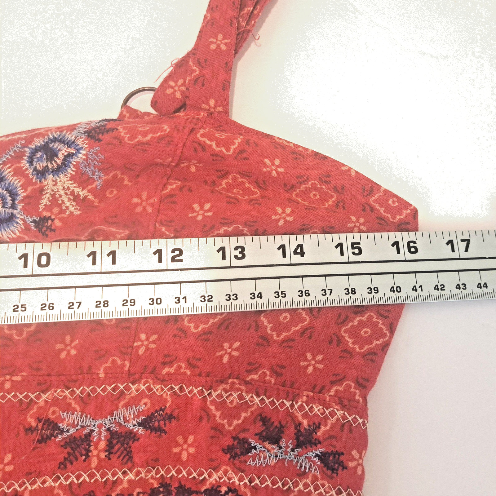 Xhilaration Embroidered Cutout Maxi Dress Womens L Red Strappy Western Sundress