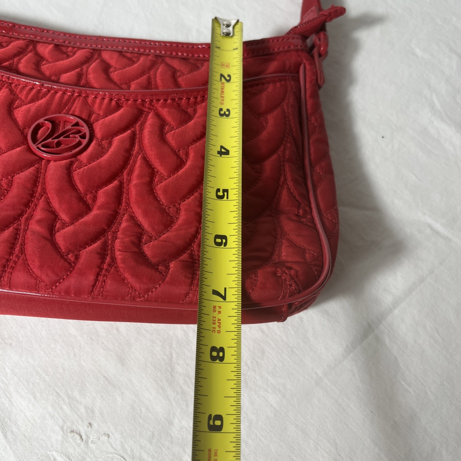 Vera Bradley Vintage Quilted Shoulder Bag Red Microfiber Purse Logo Stitching