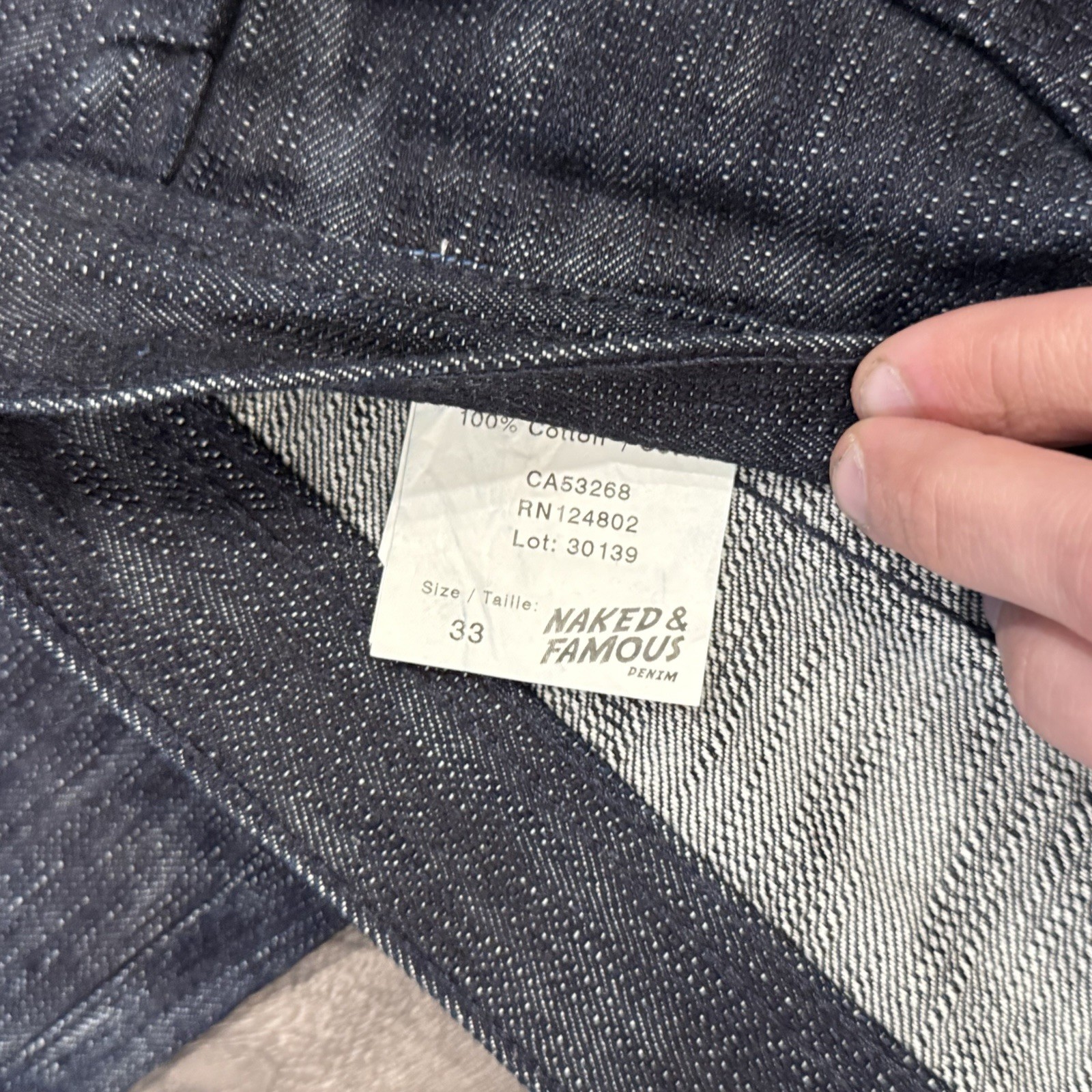 Naked & Famous Selvedge Denim Weird Guy 011023 Big Slub Selvedge 33”