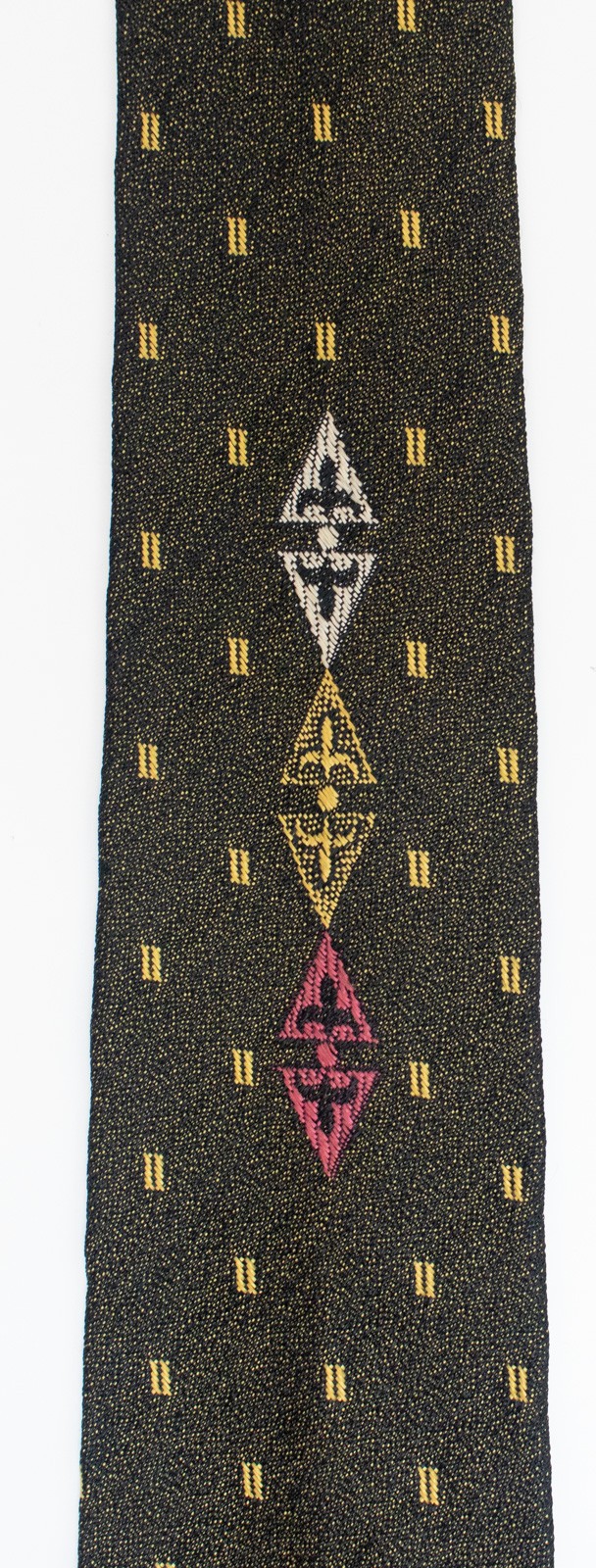 1950s Vintage Skinny Tie Black Olive Green Gold Fleck Atomic Mid Century Mod