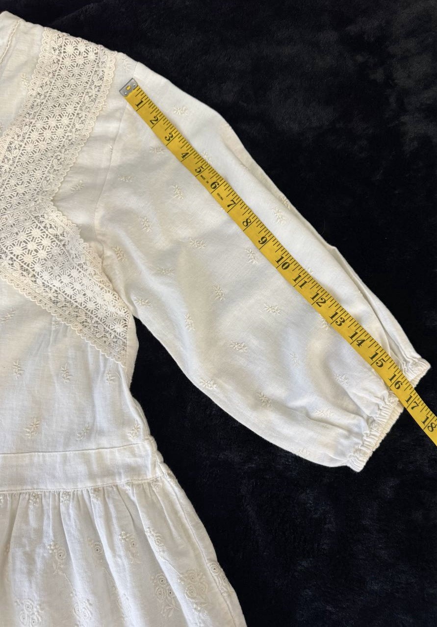Zara Embroidered Lace Peplum Tunic Blouse Women’s Small Ivory Boho Cottagecore