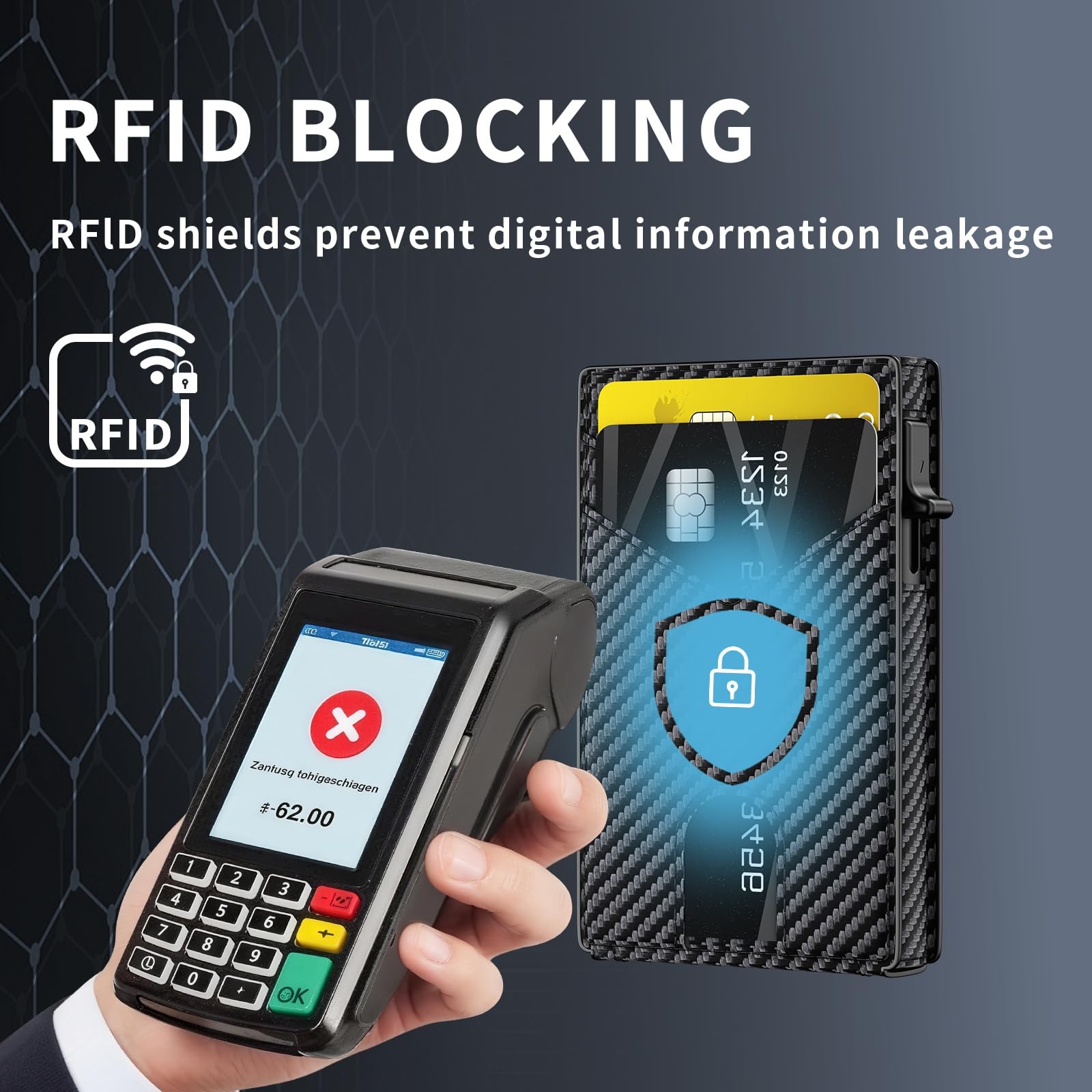 KISUEDZP Wallet for Men Slim RFID Compact (4.06 x 2.44 x 0.86 inches), Carbon