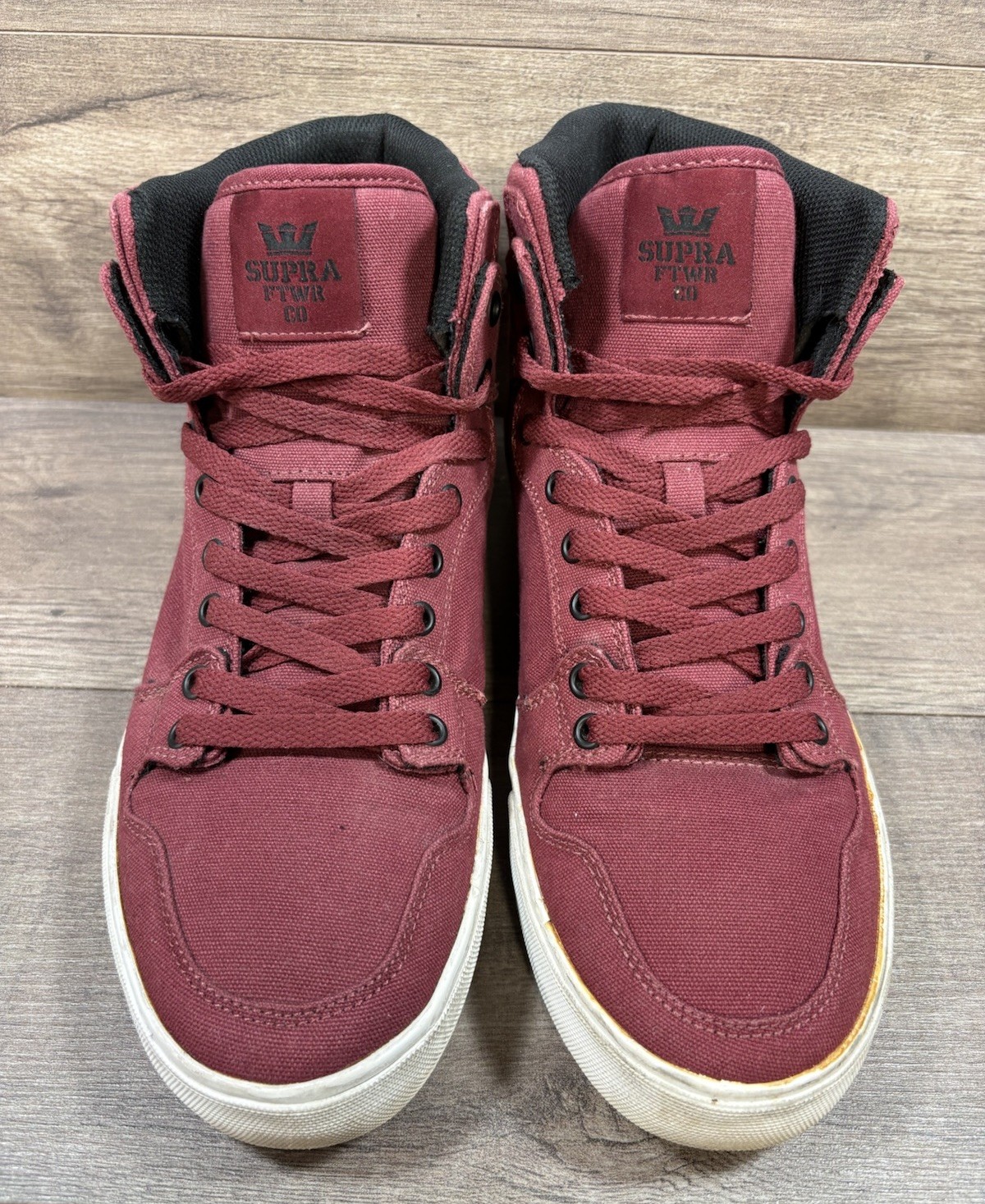 Supra Vaider Canvas Skate S28266 High Top Burgundy Mens Size 11.5 See Descr!