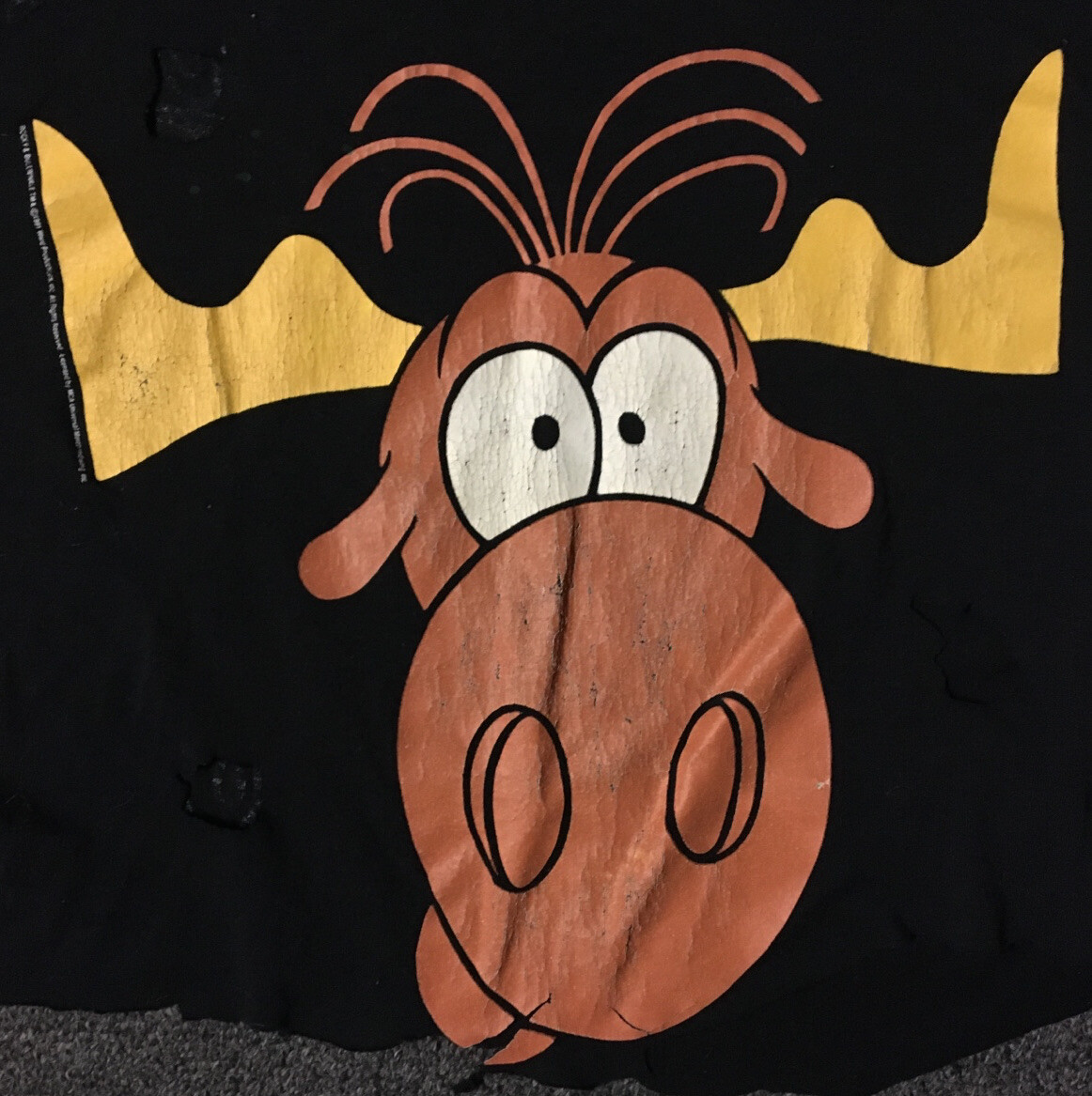 Vtg 90s Rocky & Bullwinkle Taco Bell Distress Promo Crop Shirt M Cartoon Grunge