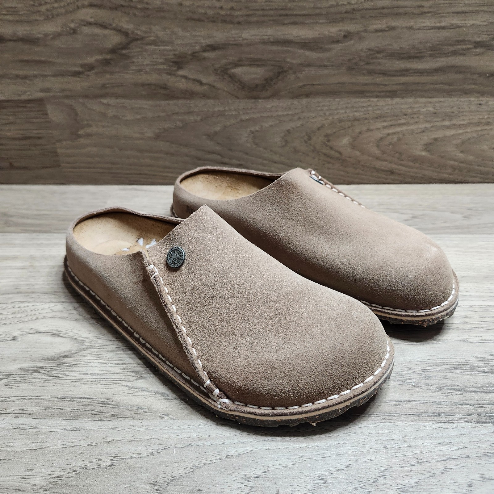 Birkenstock Zermatt Premium Suede Leather Clogs Taupe Brown Size L8 M6
