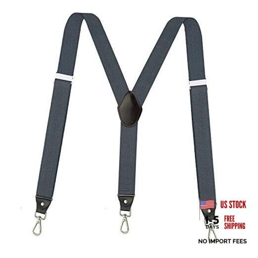 Suspenders for Men, Adjustable Suspenders with Elastic Straps Y-Back Large Grey