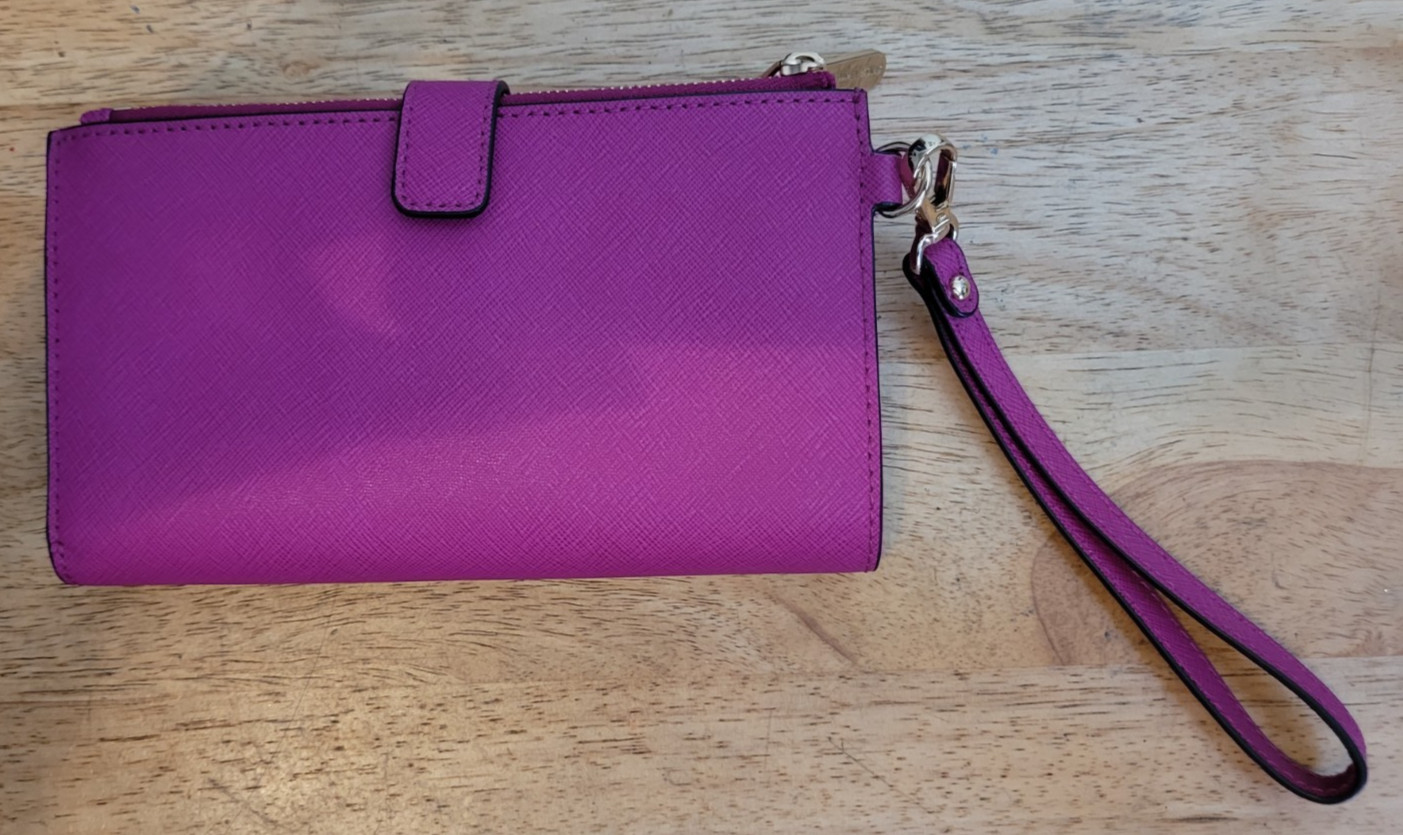 Michael Kors Jet Set Travel Double Zip Wristlet Wallet Fuschia