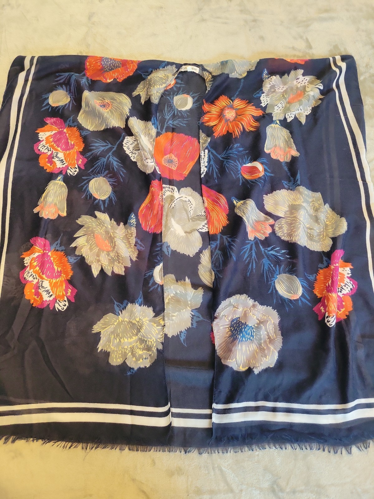 Women’s Kimono Cover Up One Size Wild Flowers Fringe Open Front Boho Coastal