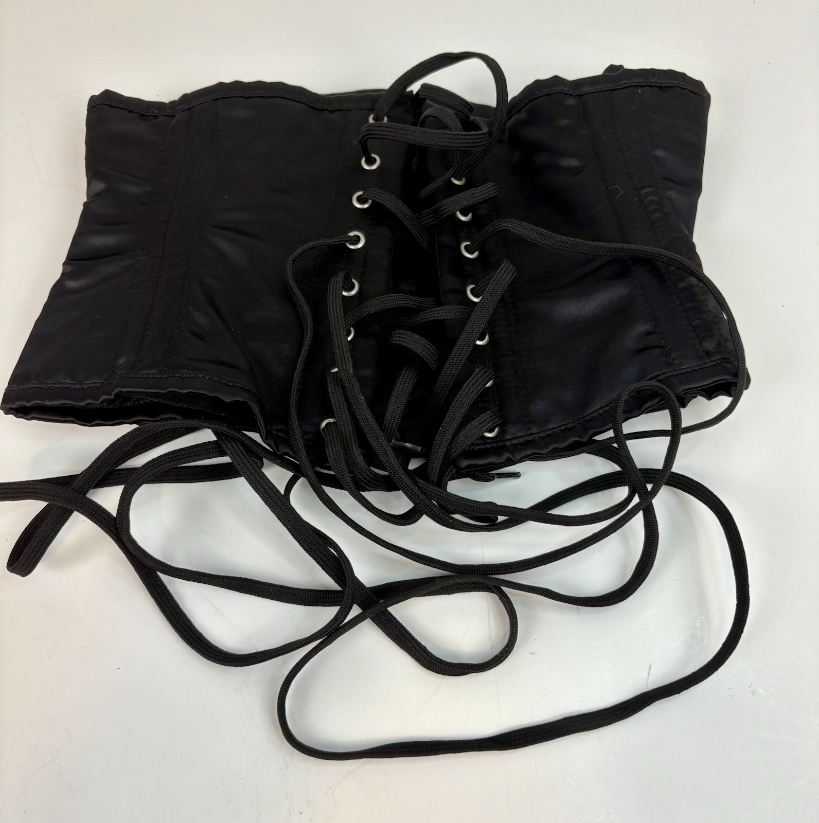 Orchard Corset Black Underbust Lace Up Steel Boned Corset Size 32 NWOT RN115734