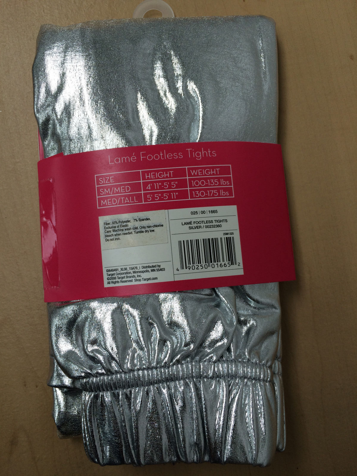 Womens Footless Leggings SILVER Metallic Sexy Shiny Halloween Costume Med/Tall