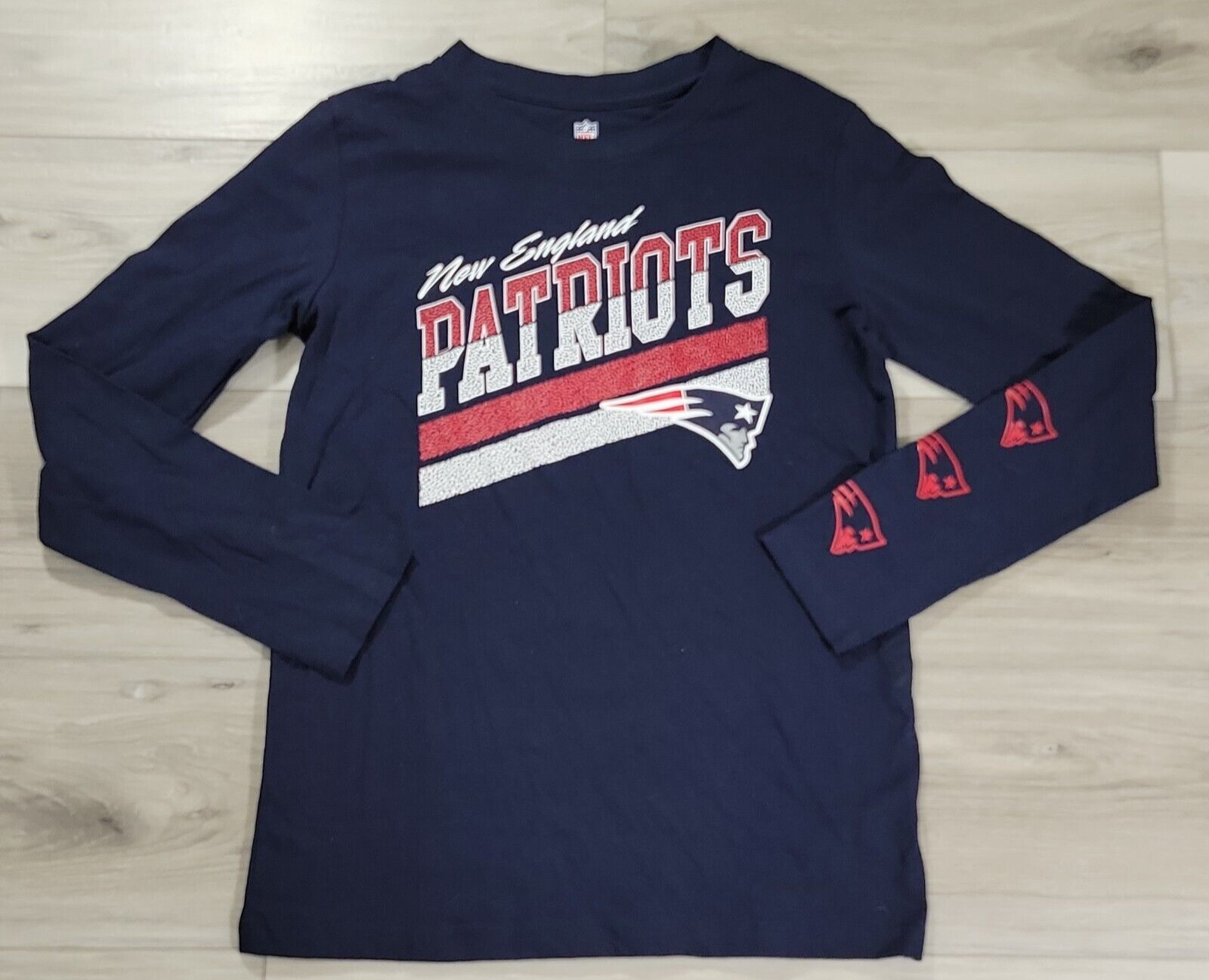 New England Patriots T-Shirt Women’s Medium Navy Blue Post Season Long Sleeve