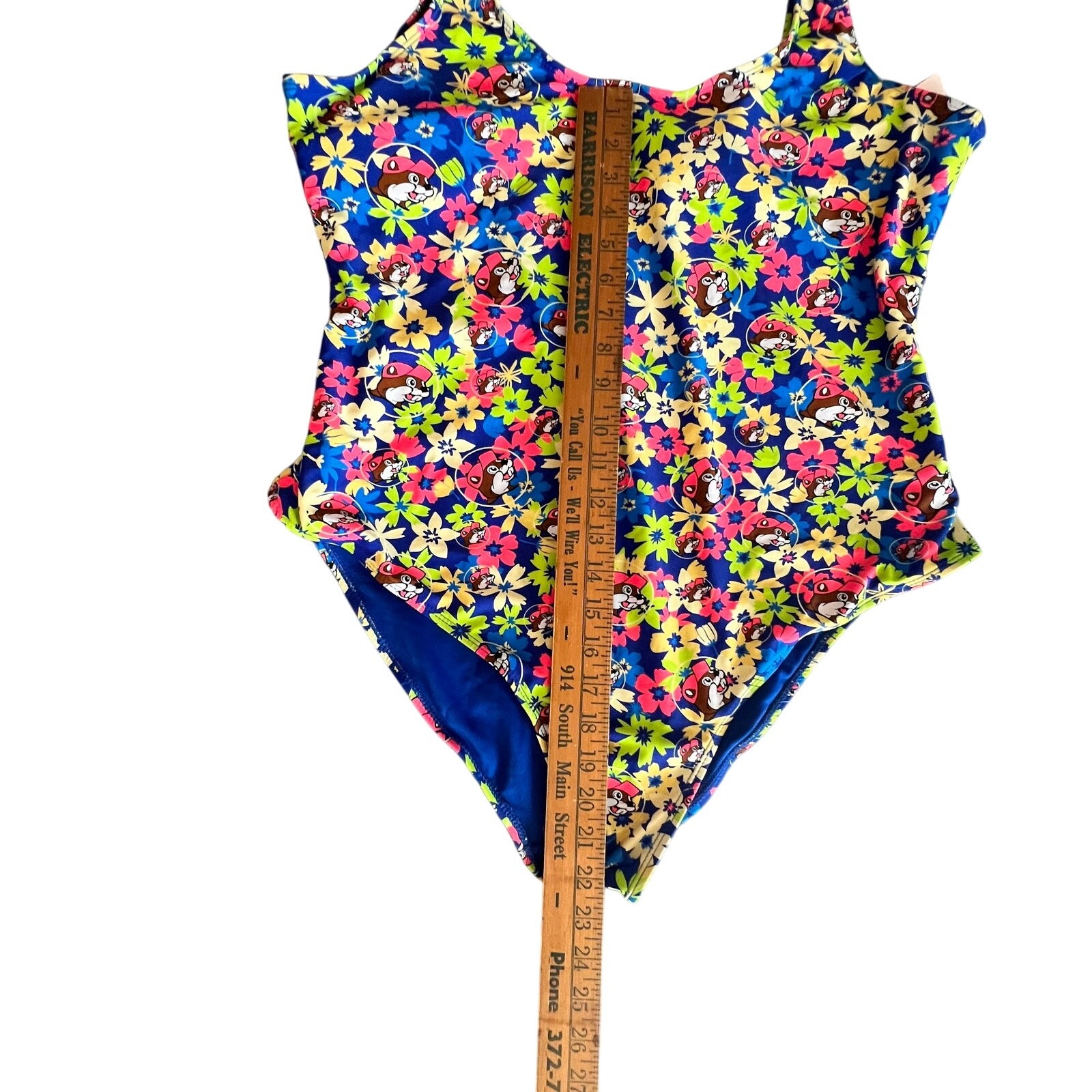 Buc-ee’s Womens One-Piece Swimsuit Size 2XLarge Blue Floral Tank Style
