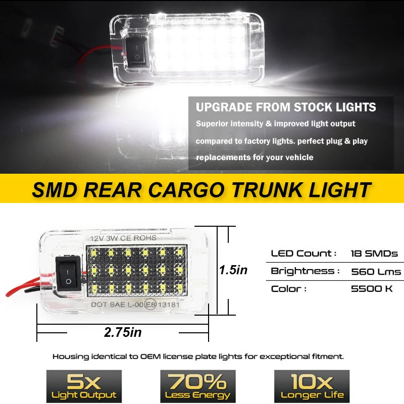 1Pcs Car LED Trunk Lamp Luggage Compartment Light For Toyota RAV4 Prius Sienna