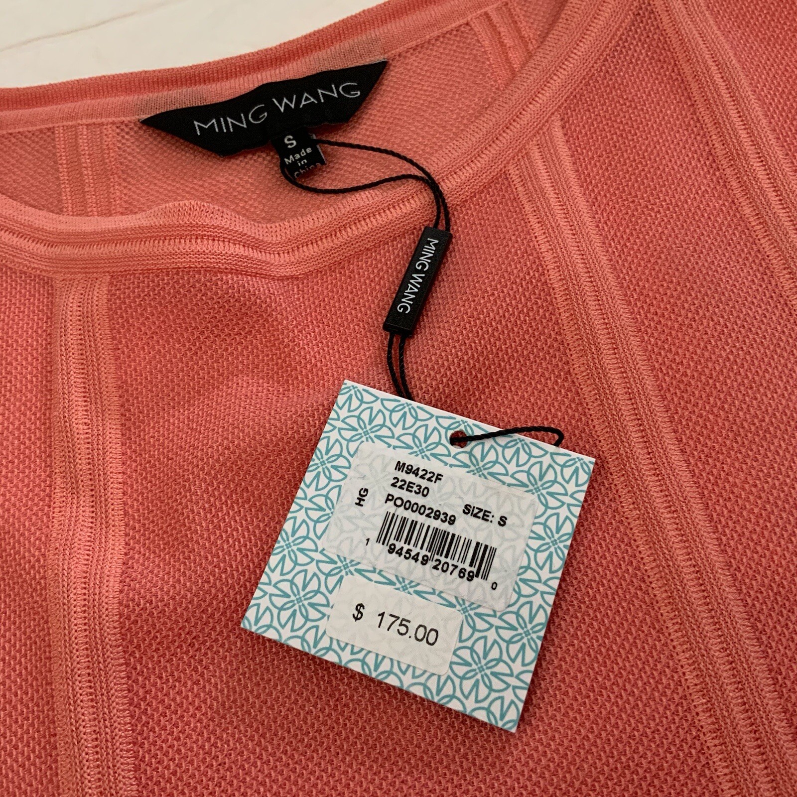Ming Wang Dolman Sleeve Knit Tunic Top Sz S Orange Burst Tonal Stripes $175 NWT
