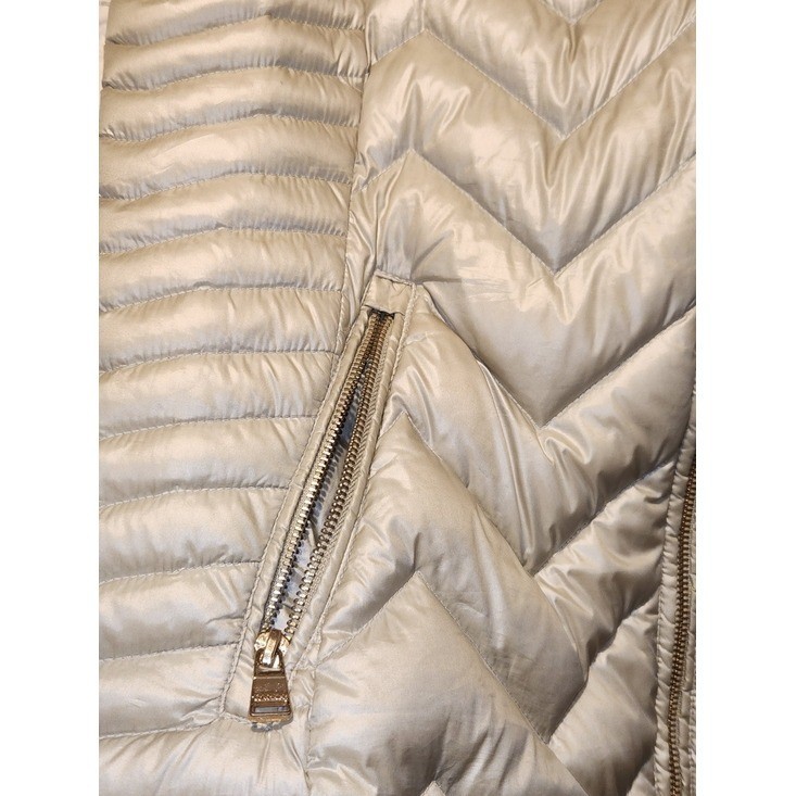 Calvin Klein Womens Champagne Gold Metallic Chevron Quilted Down Vest XL
