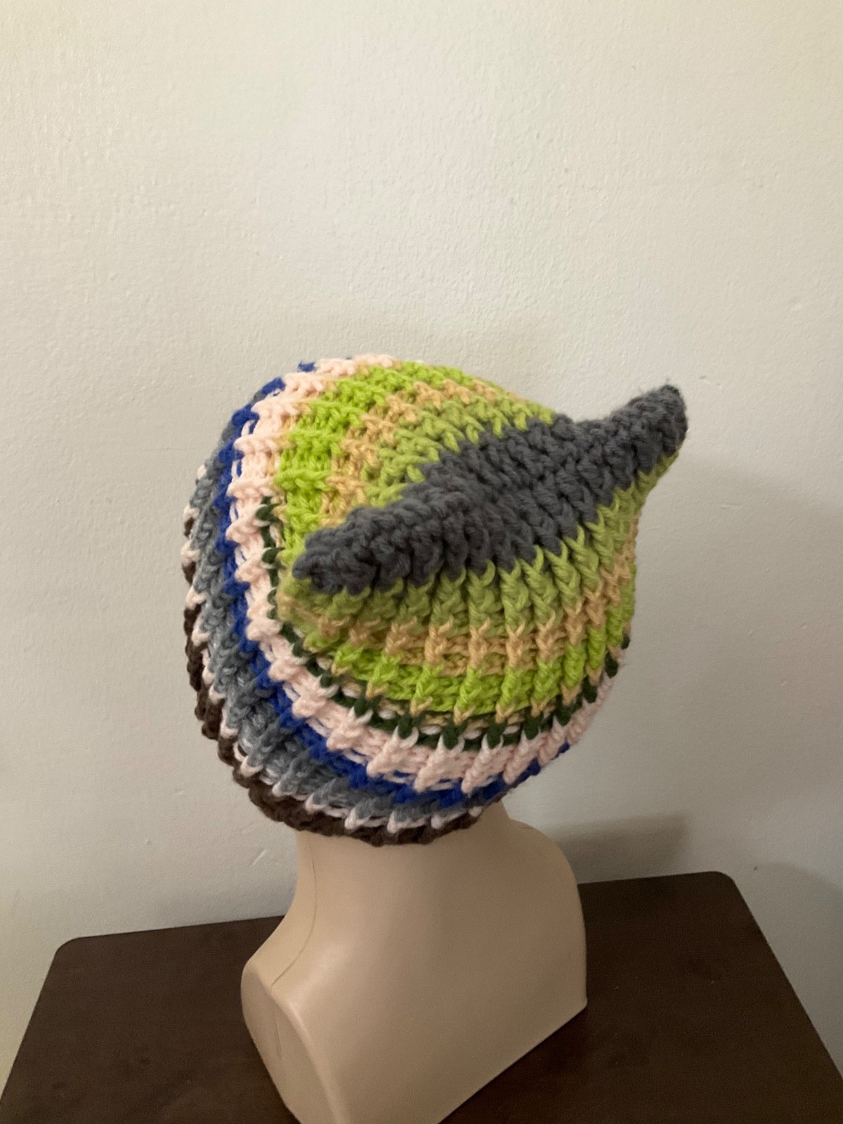 Crochet Beanie Hat Handmade crochet cat hat Unisex Multicolor one size
