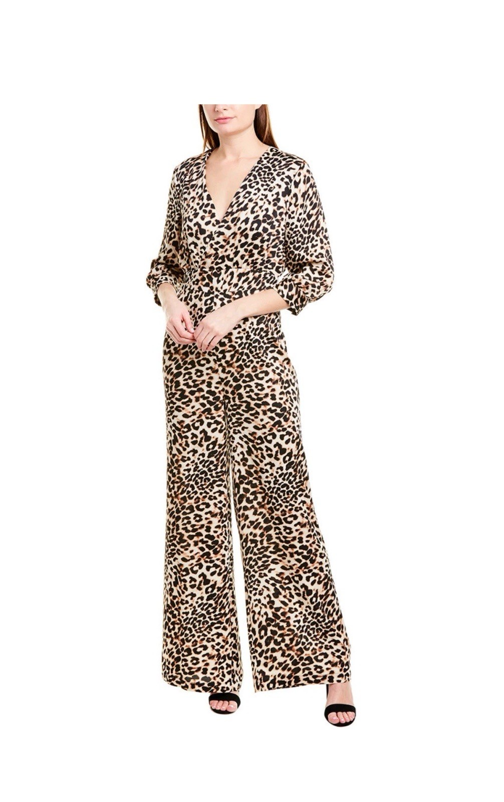 BCBG MAXAZRIA Neutral Classic Leopard-Print Jumpsuit Size XXS MSRP: $328.00